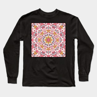 Flower and Hearts valentines and spring Kaleidoscope pattern (Seamless) 6 Long Sleeve T-Shirt